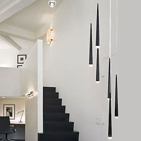 Lampe à suspension LED à 6 lumières tube conique style nordique barre noire-blanche mini lampe suspendue design îlot de cuisine barre lumineuse table salle à m