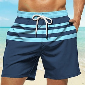 Homens Bermuda de Surf Shorts de Natação Calção Justo de Natação Com Cordão com forro de malha Cintura elástica Listra Estampas Abstratas Secagem Rápida Curto