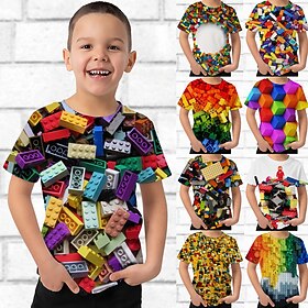 Infantil Para Meninos Camisa Manga Curta Arco-íris Impressão 3D 3D impressão Bloco de cor Escola Diário Interior Ativo Roupa de rua Esportes 3-12 anos - Verão