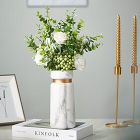 Vase à fleurs séchées à motif de marbre, décoration de vase en céramique moderne et minimaliste pour la maison, décoration créative pour la maison