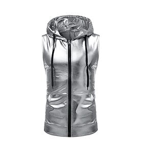 Disque Années 80 Couleur métalique brillante Bal Masqué Veste Disque Homme Mascarade Fête - Soirée Défilé de la fierté Mois de la fierté Gilet