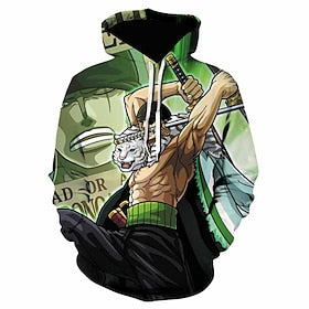 One Piece Monkey D. Luffy Roronoa Zoro Hoodie Anime Cartoon Anime 3D 3D Harajuku Graphic For Couple's Men's Women's Adults' Back To School 3D Print