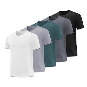 Homens Camiseta Manga Curta Gola Redonda Camiseta Camiseta muscular Camisa de manga curta Ao ar livre Secagem Rápida Exercite-se Macio Redutor de Suor Poliéste
