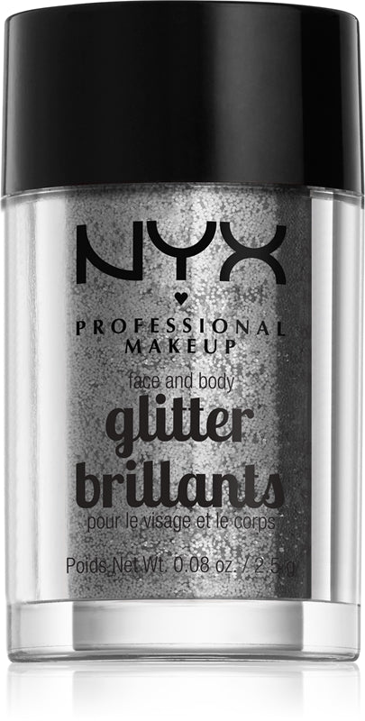 NYX Profesjonell Makeup Glitter Glitter for ansikt og kroppsfarge 10 Sølv 2,5 g