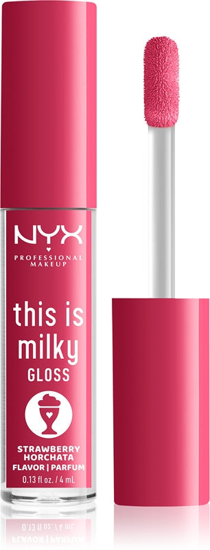 NYX Profesionální make-up This is Milky Gloss Milkshakes hydratační lesk na rty s vůní barvou 10 Strawberry Horchata 4 ml