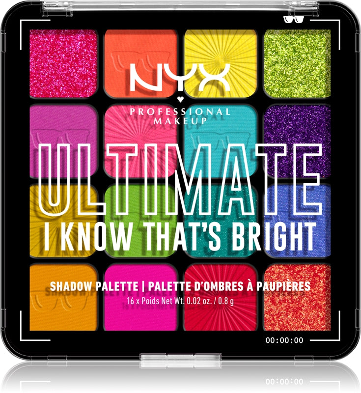 NYX Professional Makeup Ultimate Lidschattenpalette Farbe I Know That's Bright 16 Stück
