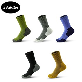 Homens 5 pares Pacotes múltiplos Meias Meias Esportivas Meias de Corrida Meias casuais Preto Amarelo Cor Bloco de cor Desportos e Ar livre Diário Férias Básico