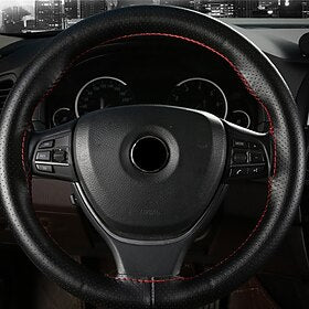 1 PCS Leather Car Steering Wheel Cover Breathable Universal Fit For 15~151-2
