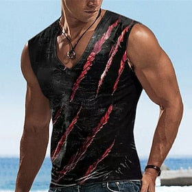 Men's Vest Top Sleeveless T Shirt for Men Graphic Footprint - Paw V Neck Clothing Apparel 3D Print Sports Running Sleeveless 3D Print Designer Casual Muscle