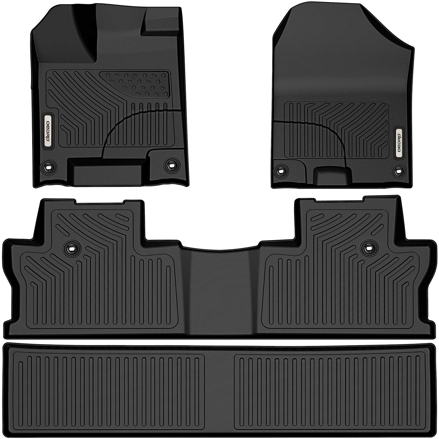 OEDRO Floor Mats for 2017-2025 Honda Ridgeline Crew Cab, All-Weather Guard 3 Row Liner Set