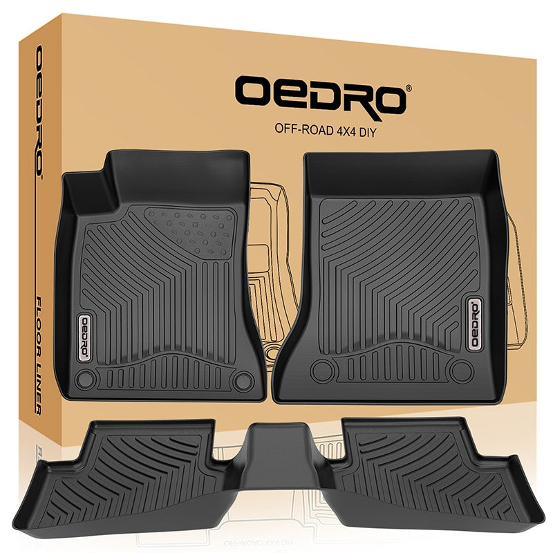 OEDRO Floor Mats for 2014-2019 Mercedes Benz CLA-2015-2020 GLA, Black TPE All-Weather Front & Rear Liner Set
