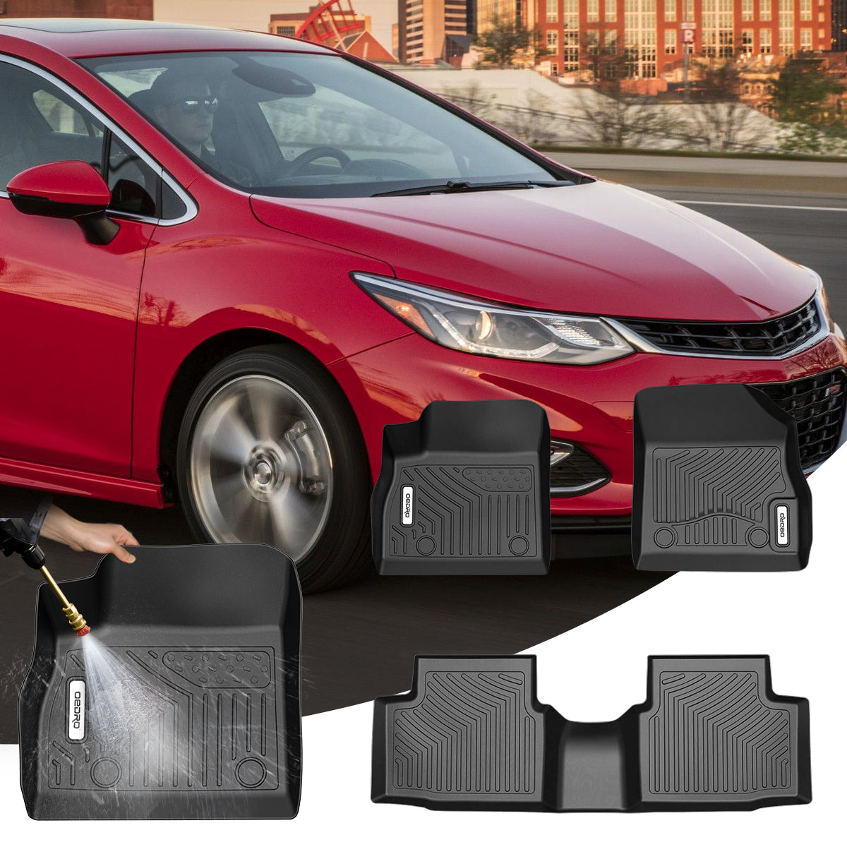 OEDRO Floor Mats for 2016-2019 Chevy Cruze, Custom Fit TPE All Weather Car Floor Liners