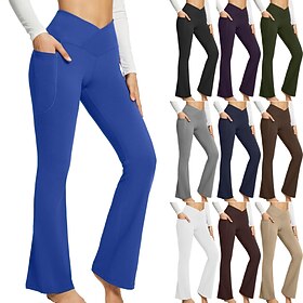 Pantalon de yoga Femme Poches latérales Pantalon de Yoga Fluide Yoga Aptitude Exercice Physique Bas Taille haute Spandex Des sports Tenues de Sport Elastique G