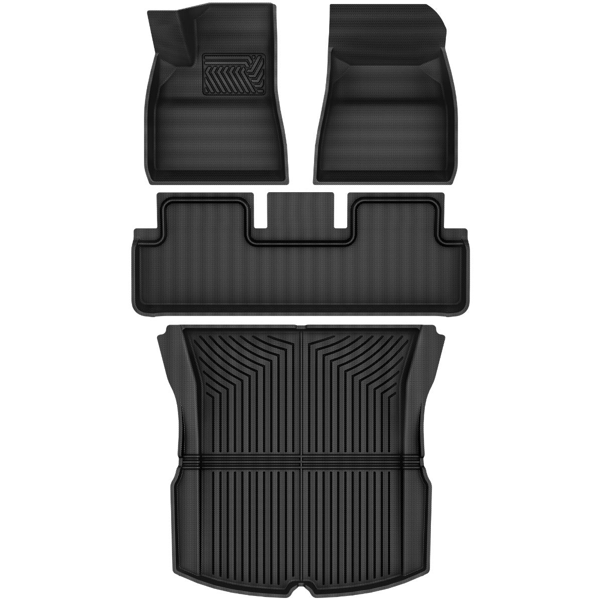 OEDRO All Weather Floor Mats Fit for 2024-2025 Tesla Model 3 Highland, All Weather TPR XPE Floor Mats with Three-Layer Construction, Full Set 1st and