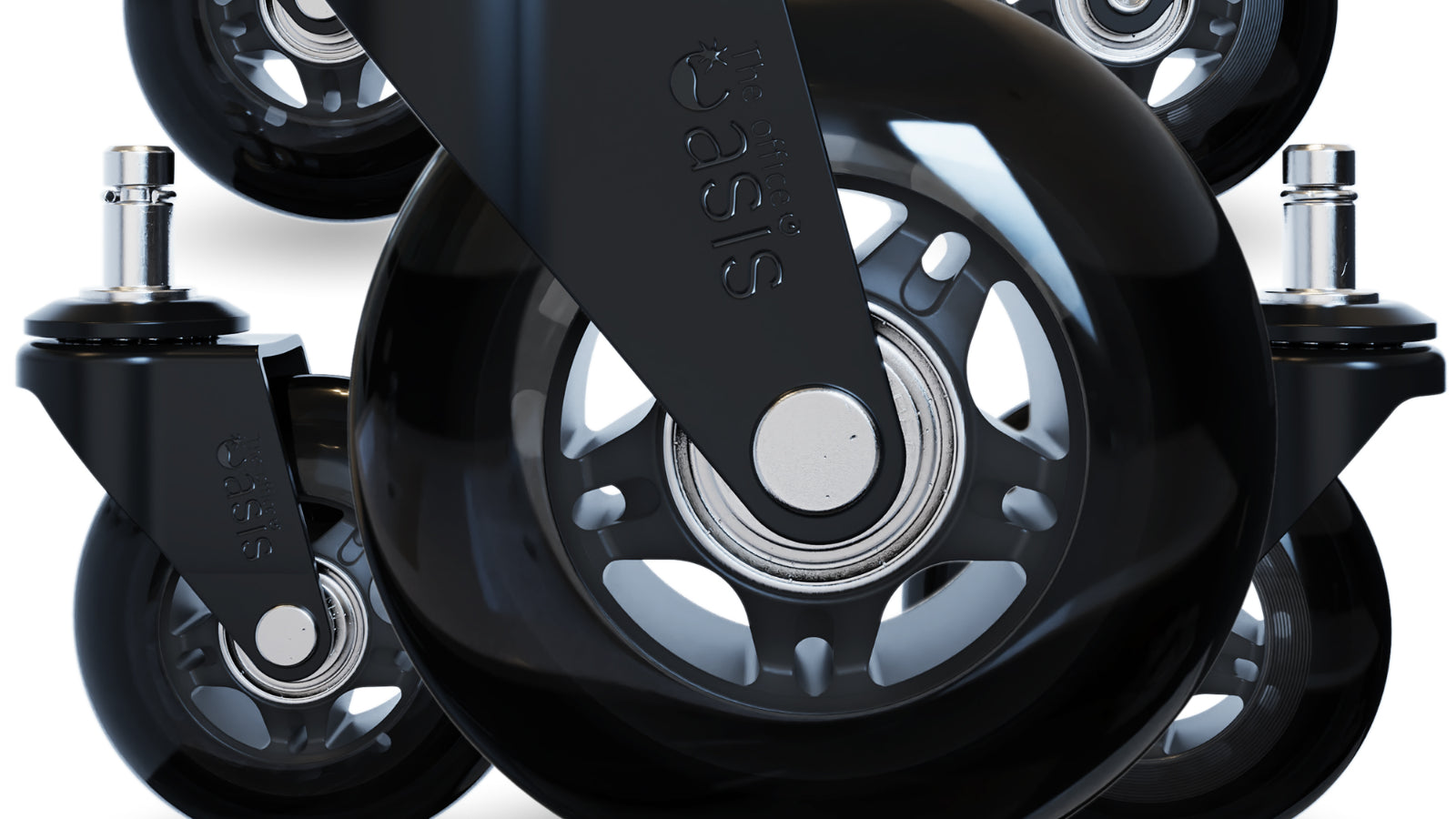 The Office Oasis Office Chair Wheels for Hardwood Floors (Set of 5) Black