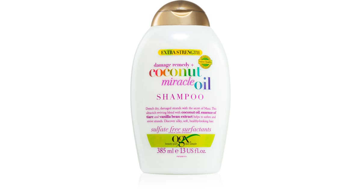 OGX Coconut Miracle Oil Stärkande schampo för skadat hår med kokosolja 385 ml