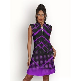 Women's Golf Dress Violet Sleeveless Ladies Golf Attire Clothes Outfits Wear Apparel