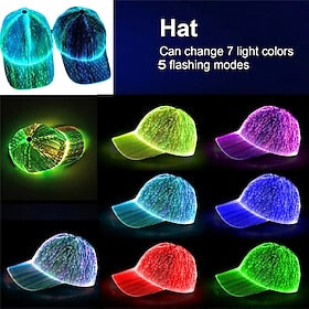 chapeau de fibre optique led chapeau avec 7 couleurs lumineux incandescent edc chapeaux de baseball charge usb casquettes lumineuses fête d'événement led chape
