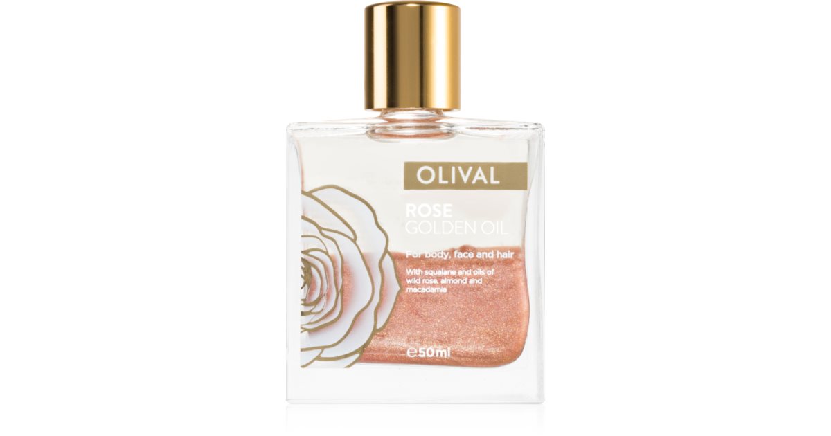 Olival Golden Rose Glitter Oil for ansikt, kropp og hår 50ml