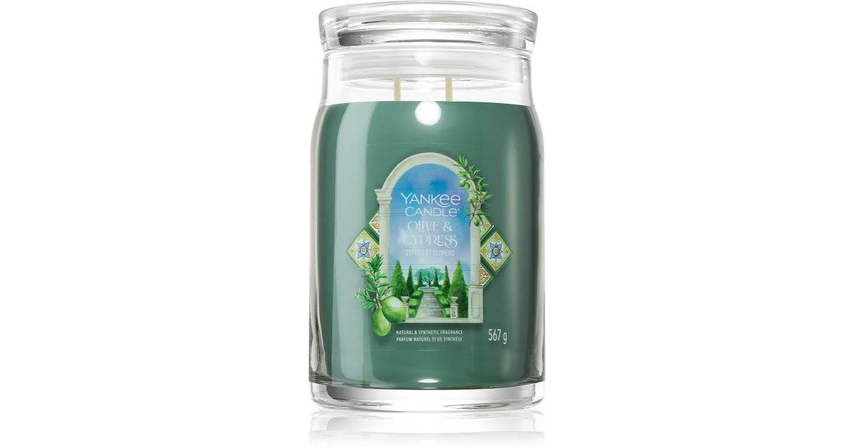 Yankee Candle Lumânare parfumată cu măsline și chiparos 567g