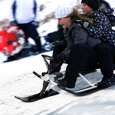 Kids' Snow Racer Sled with Steering Wheel, Brakes, & Pull Rope
