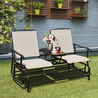 2-Person Double Patio Glider - Glider Chair-Black