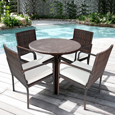 Goplus® Cushioned Outdoor Patio Rattan Dining Chairs (Set of 4)