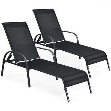 Outdoor Patio Chaise Lounge Chairs (Set of 2)