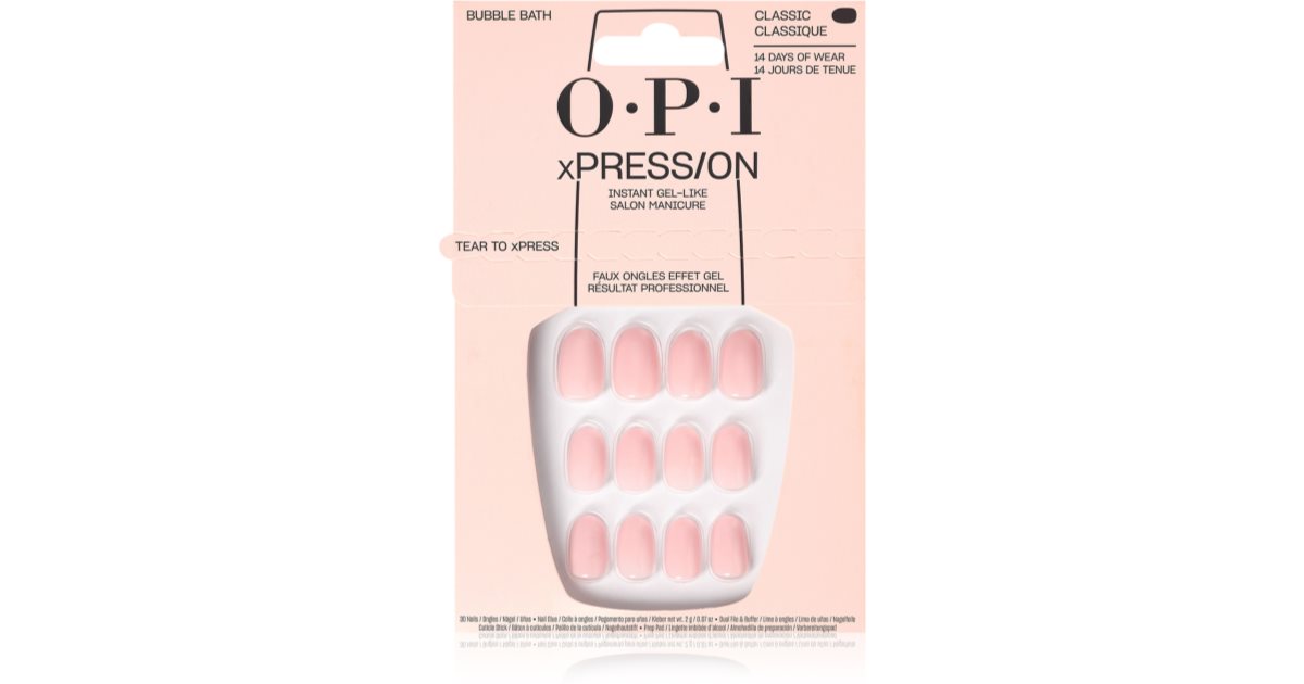 Opi Xpress-On kunstige negler ikoniske toner Bubble Bath 30 U