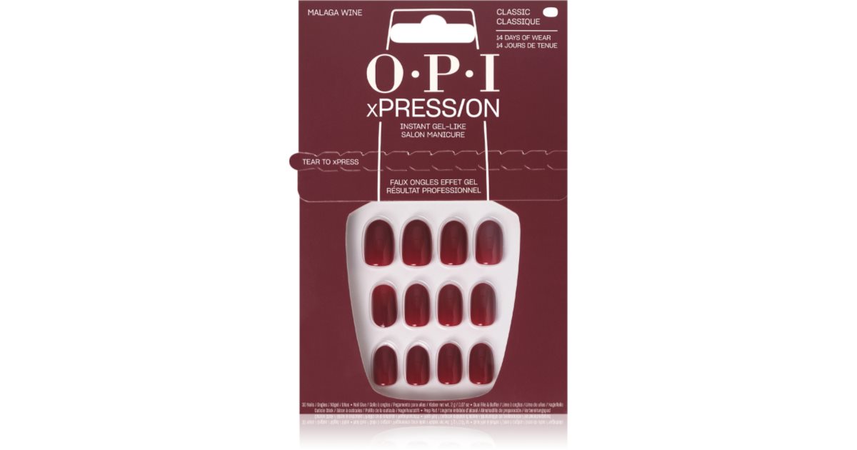Opi Xpress-On kunstige negler Ikoniske toner Malaga Wine 30 U
