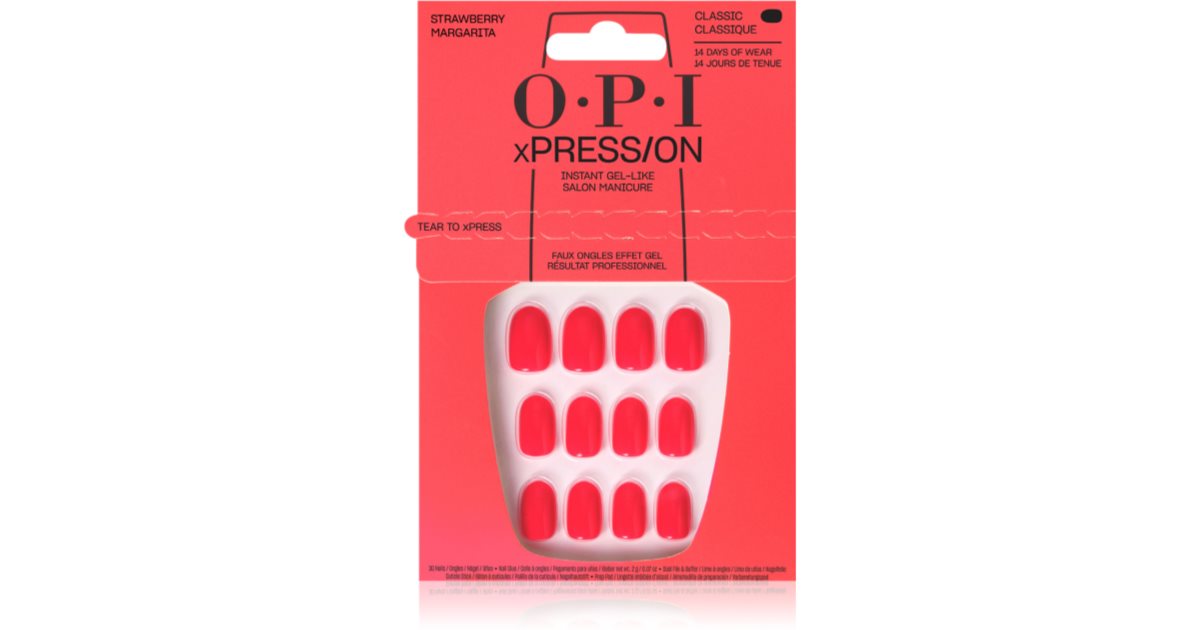 Opi Xpress-On Künstliche Nägel, ikonische Erdbeer-Gänseblümchen-Töne, 30 Stück