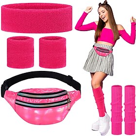 Sportif Rétro Vintage Années 80 Holographique Tenue Sac Banane Support pour Poignet Bandeau absorbant Homme Femme Mascarade Carnaval Soirée Défilé de la fierté