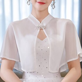 Women's Wrap Cape Vintage Elegant Sleeveless Polyester Wedding Wraps With Pure Color For Wedding Summer