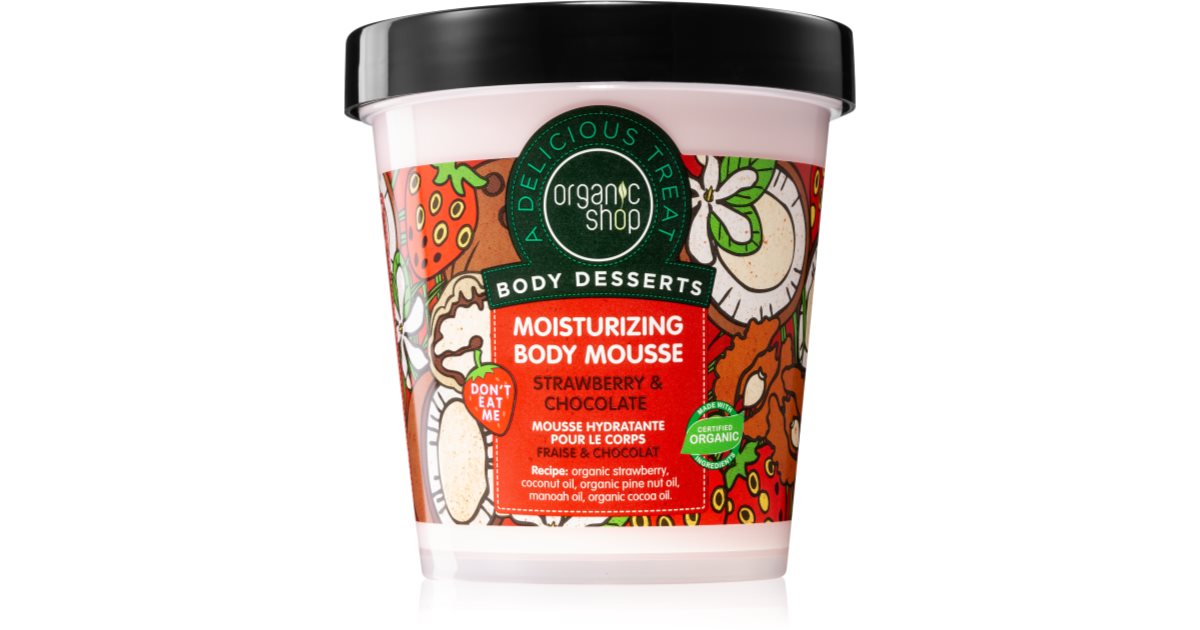 Organic Shop Süßes Erdbeer- und Schokoladen-Körpermousse mit Feuchtigkeitseffekt, 450 ml