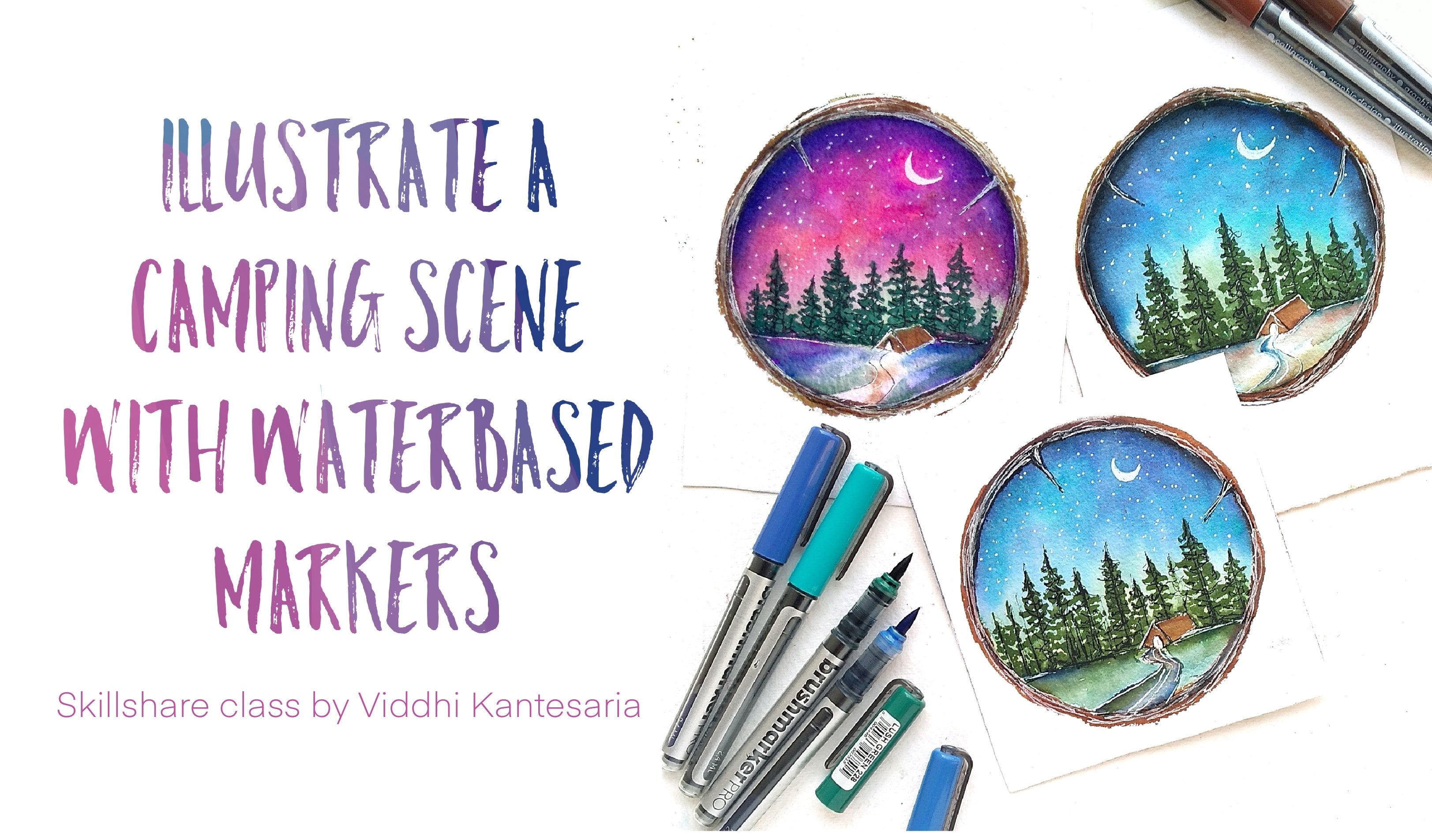 Paint galaxy with water based markers - karin markers