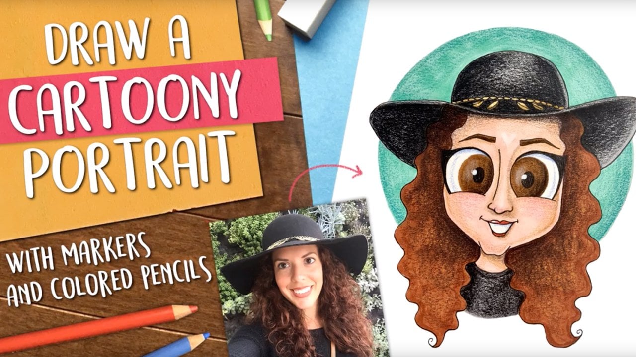 Draw a Cartoony Portrait with Markers and Colored Pencils