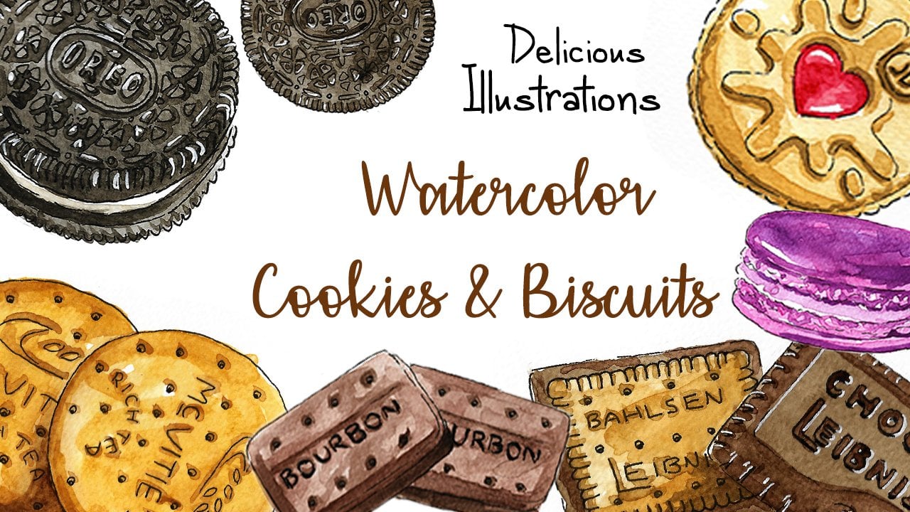 Watercolor Biscuits & Cookies | Delicious Food Illustrations