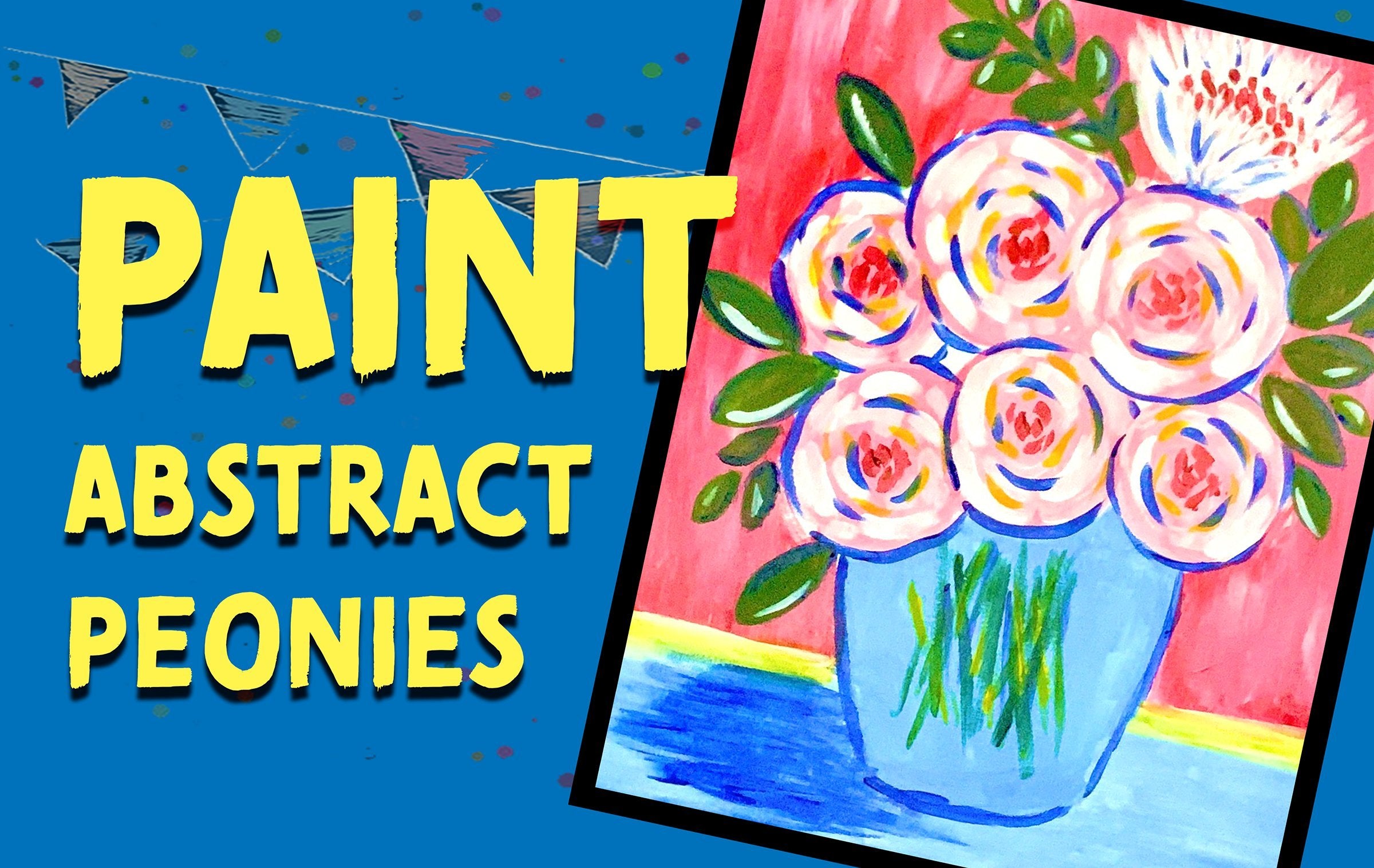 Create Abstract Peonies in a Vase with Acrylic Paint