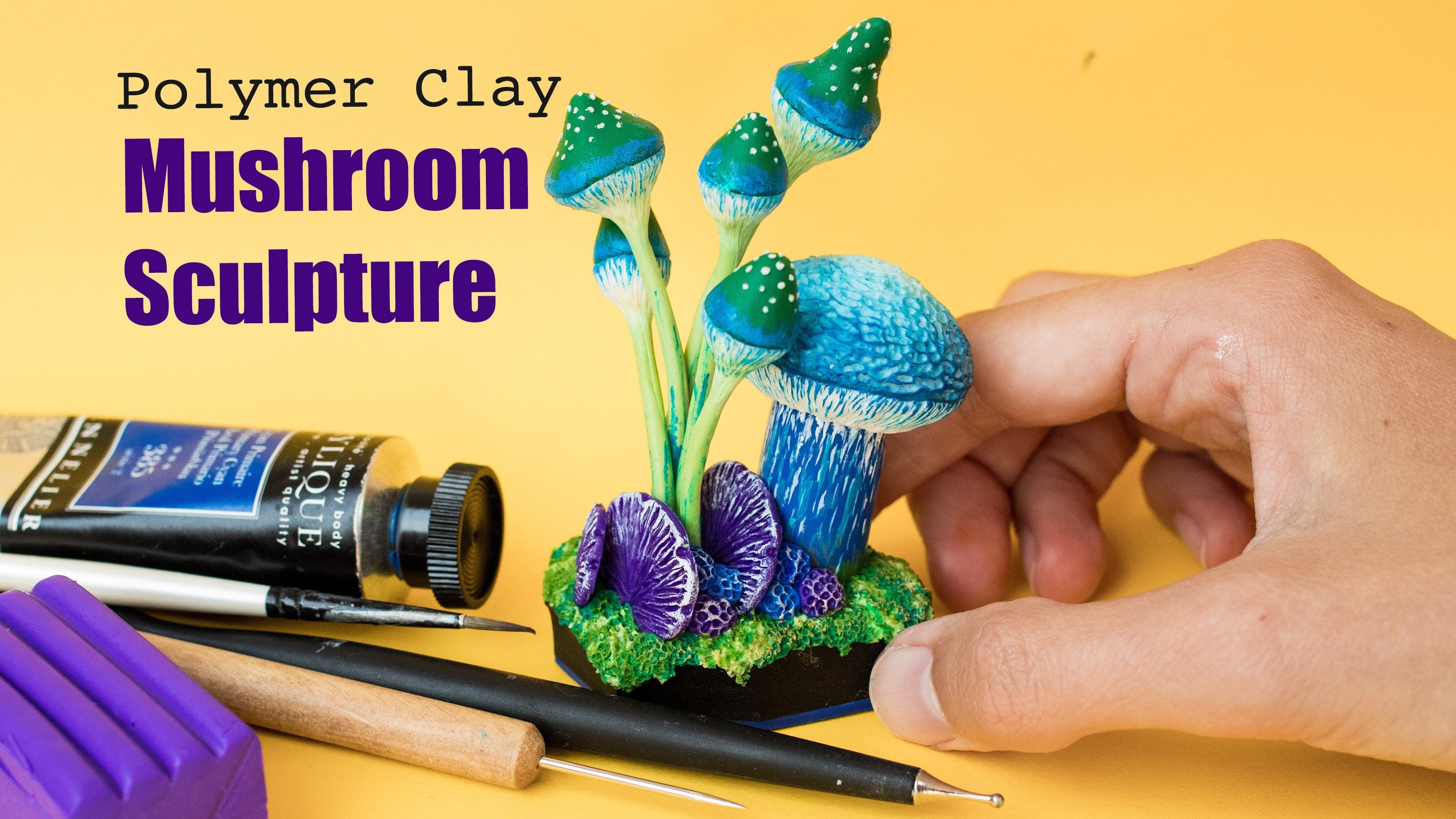 Sculpt your Own Mushrooms -- Polymer Clay, Mixed Media Art Sculpture
