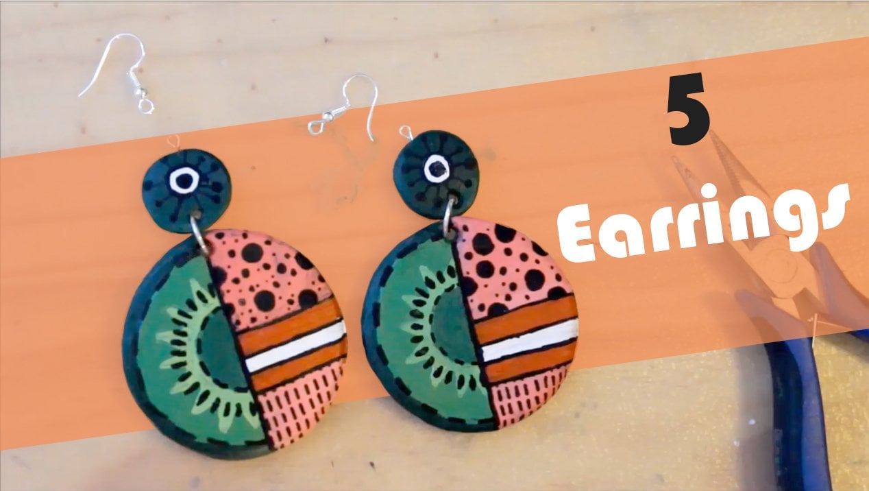 5 polymer clay earrings
