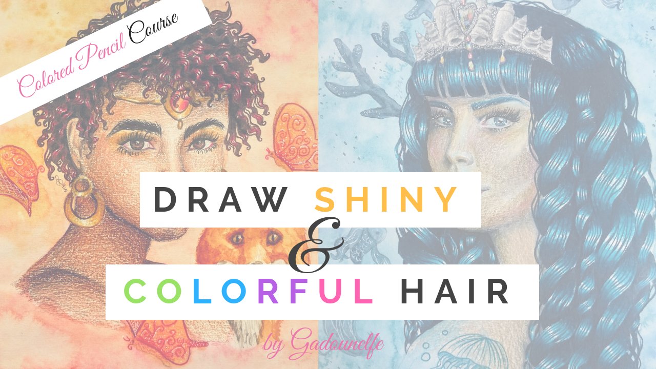 Drawing Shiny and Colorful HAIR in Colored Pencils