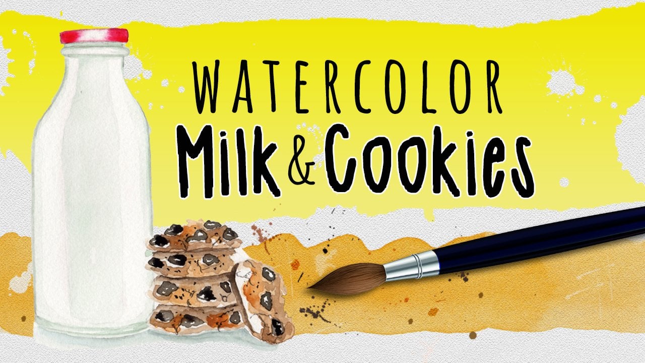 Watercolor Milk & Cookies
