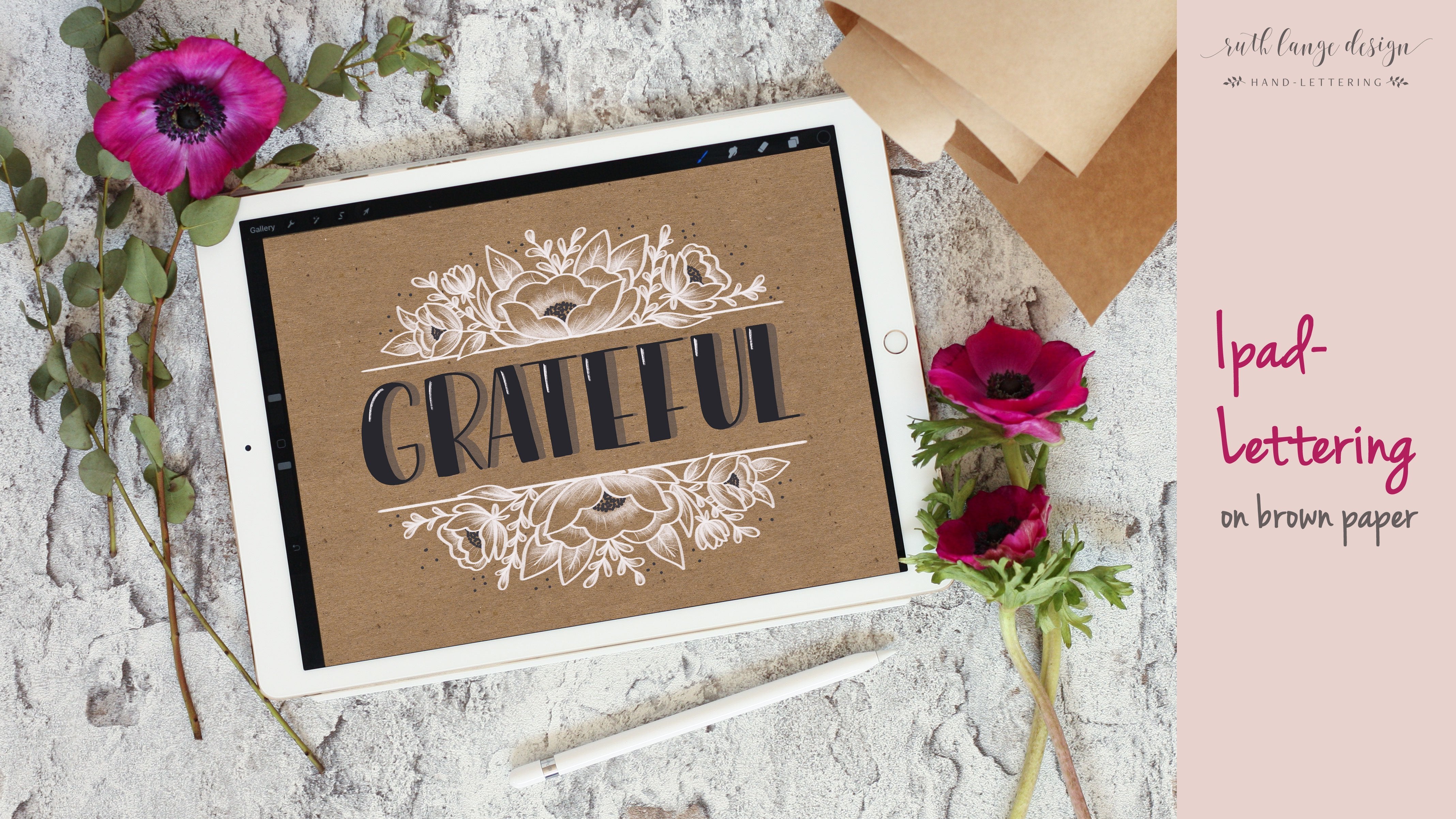 Digital Lettering on Brown paper on the Ipad pro (in procreate)