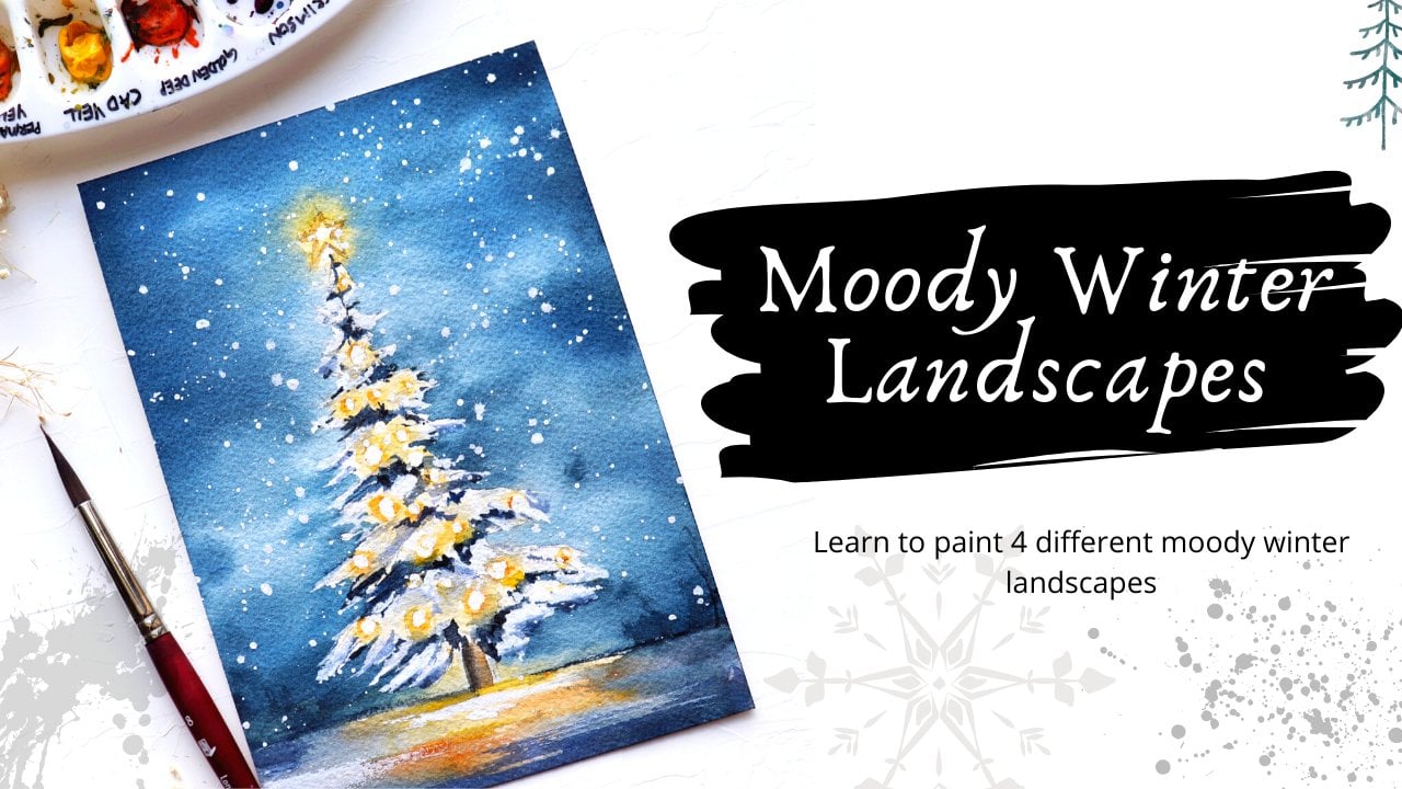 " Moody Winter Watercolor Landscapes "