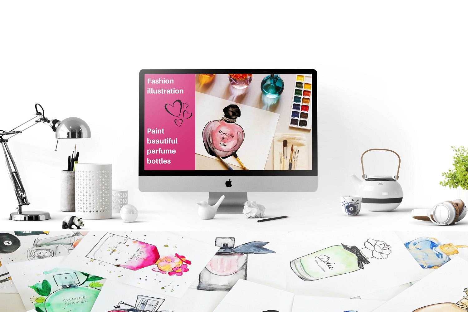 Fashion Illustration: Paint beautiful perfume bottles