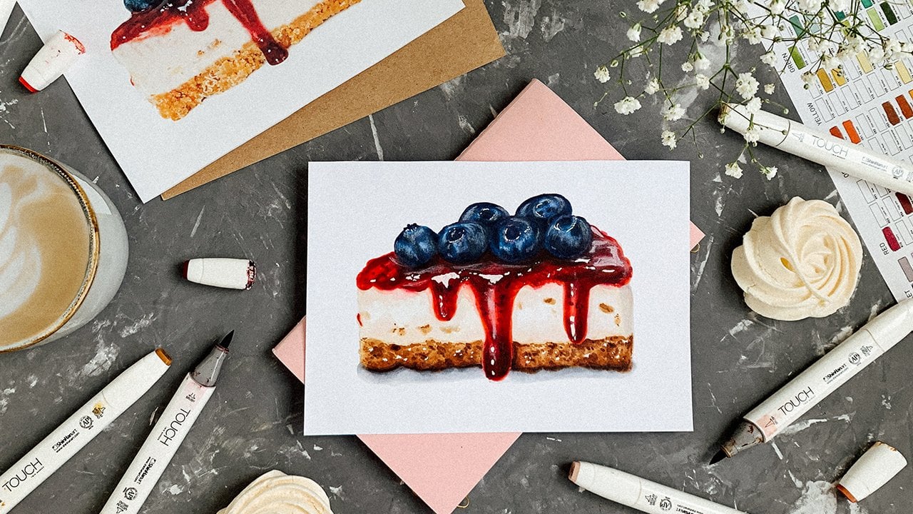 Sketching With Markers: Draw a Piece of Cake