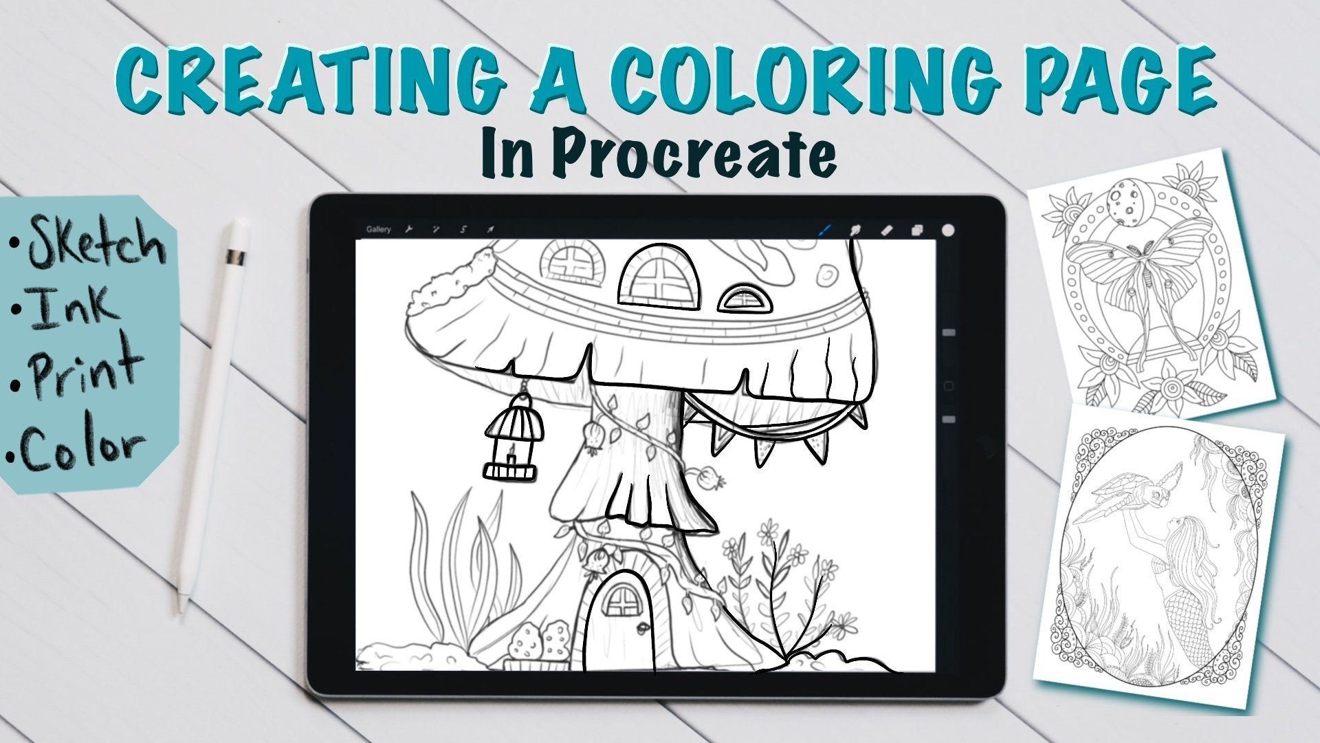Create A Coloring Page in Procreate To Use, Gift, or Sell + FREE Bubble Letter Brush
