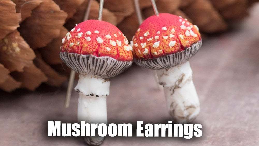 Sculpt Miniature Mushroom Earrings from Polymer Clay