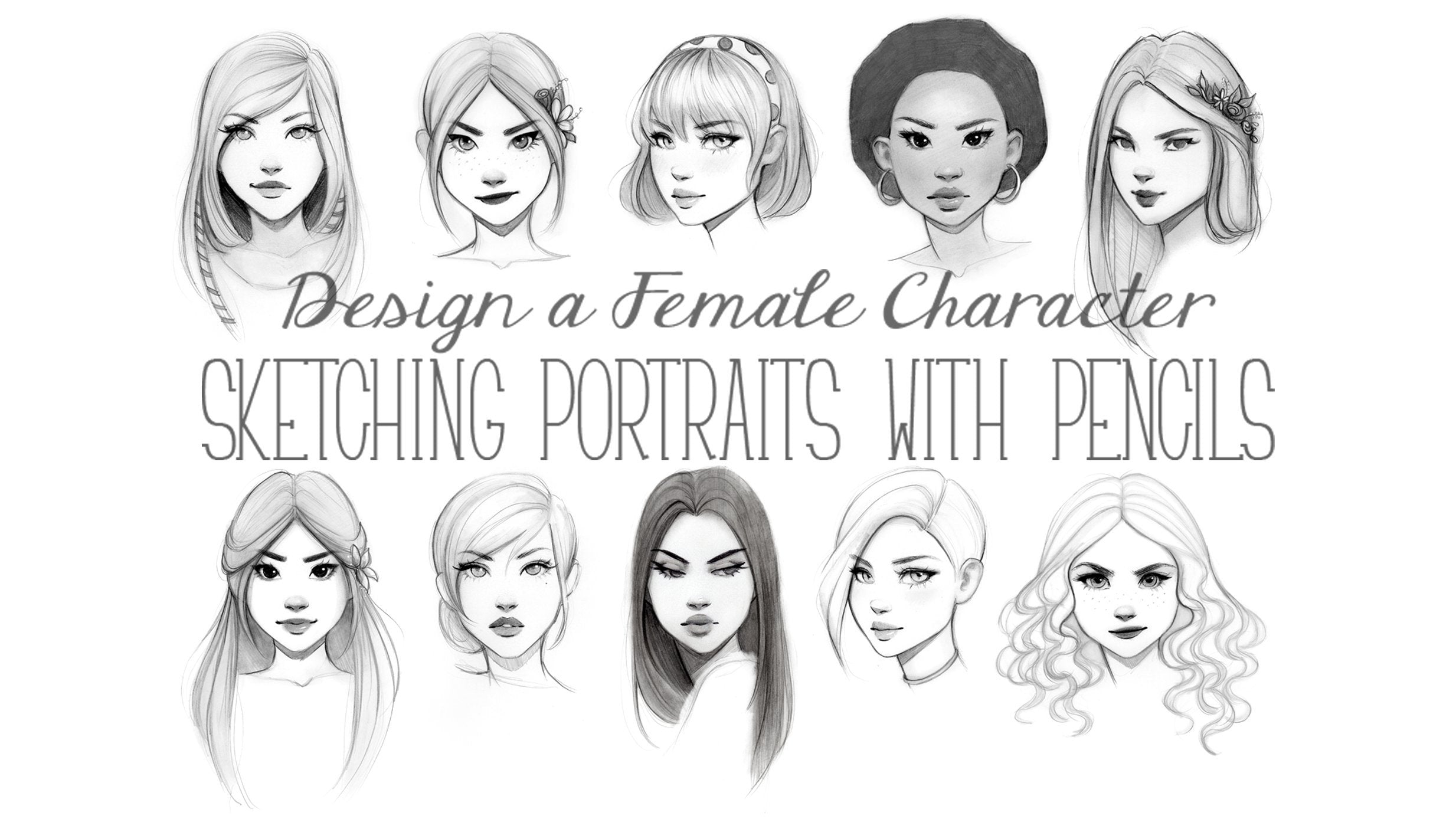 Design a Female Character: Sketching Portraits with Pencils