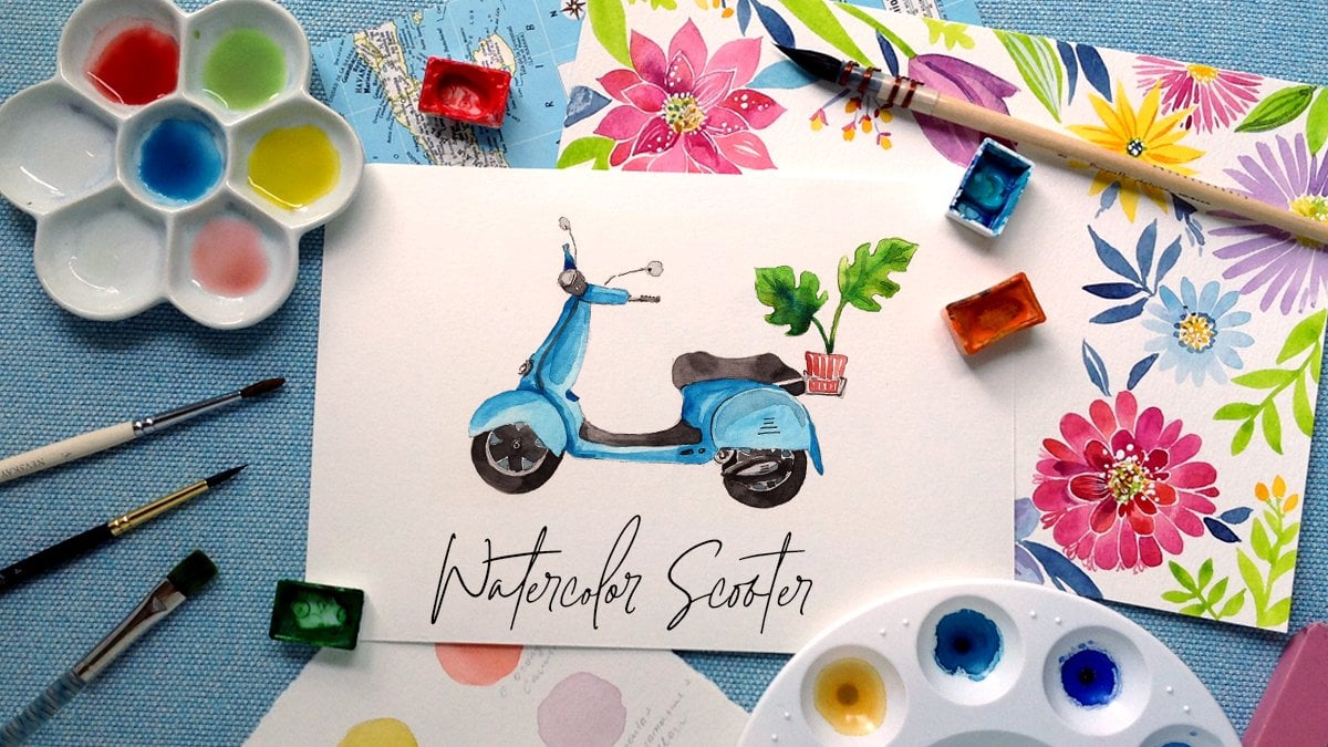 Painting a Scooter: Easy and Fun Watercolor Project